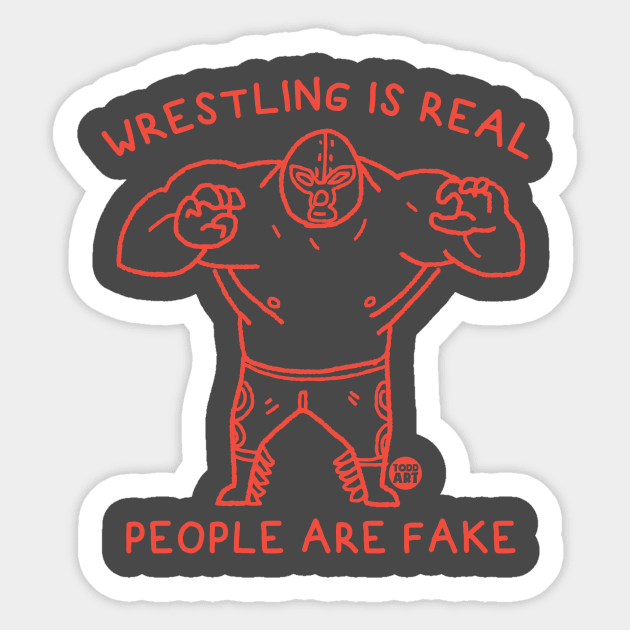 wrestling real Sticker by toddgoldmanart